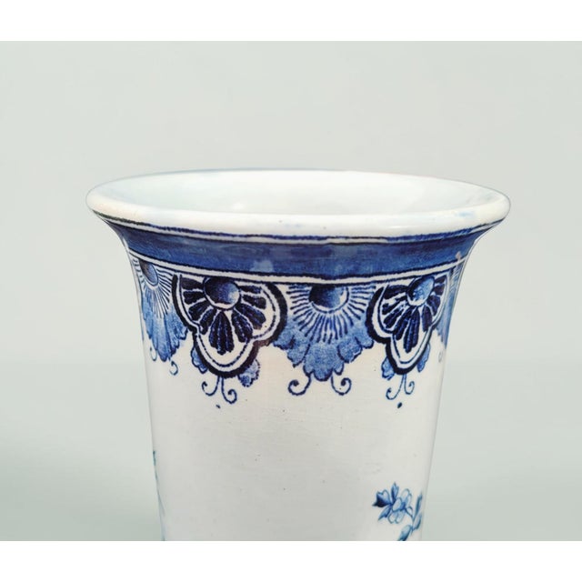 Vintage Hand-Painted Dutch Delft Blue Sailing Ship Vase, 1950s For Sale - Image 6 of 17