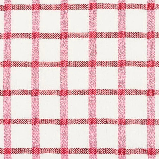 Farmhouse Schumacher X Vogue Living Pauline Check Casement Fabric in Rose For Sale - Image 3 of 3