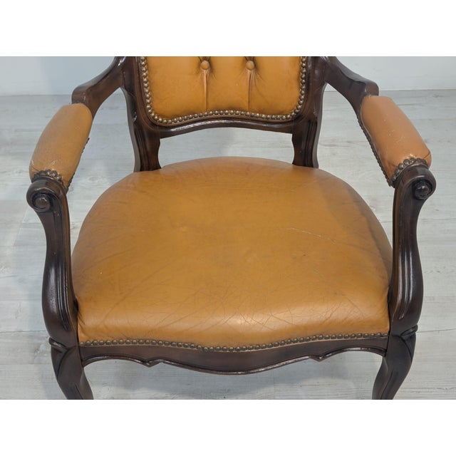 Vintage Chippendale Armchair in Leather, 1975 For Sale - Image 11 of 15