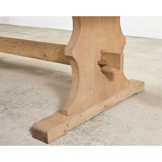 Country French Bleached Oak Farmhouse Trestle Dining Table 8 Ft For Sale - Image 17 of 18