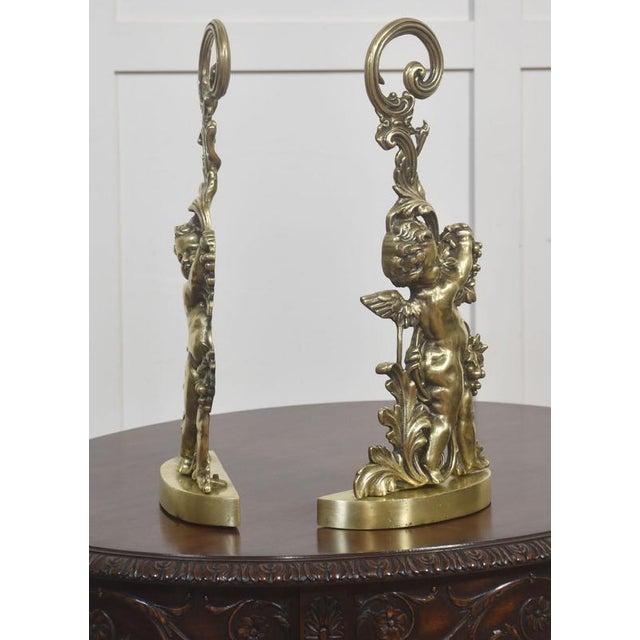 Brass Putti Door Stops, 1890s, Set of 2 For Sale - Image 5 of 7