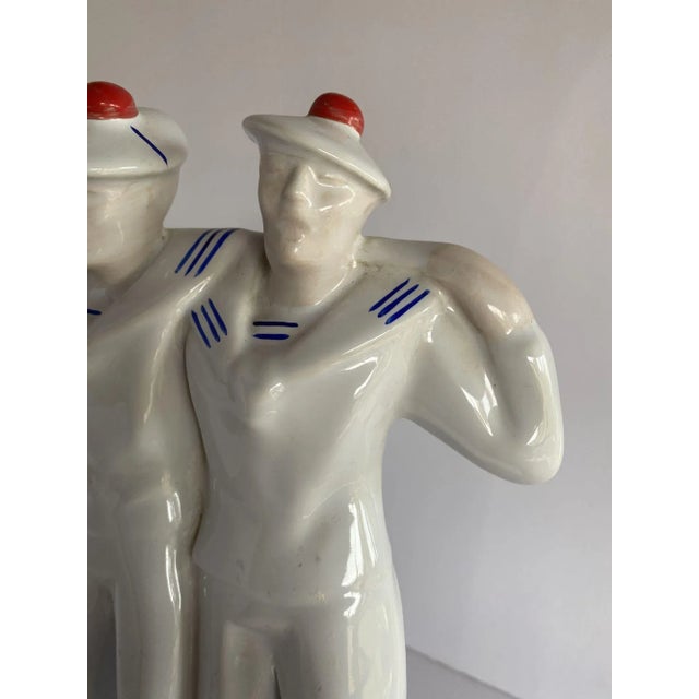 1930s Edouard Cazeaux French Art Deco Sailors on Leave Earthenware Ceramic Sculpture For Sale In Los Angeles - Image 6 of 10