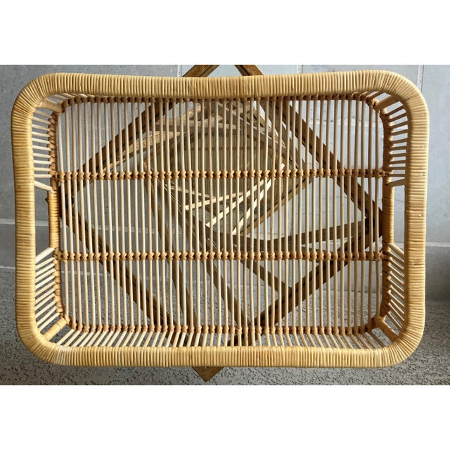 Albini-Inspired Mid 20th-Century Rattan Tray With Rounded Corners & Cut-Out Handles For Sale - Image 12 of 18