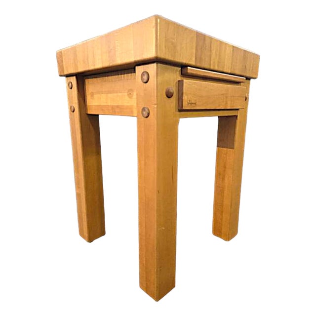 Le Gourmand Kitchen Island Butcher Block Table With Drawer and Pull Out Cutting Board For Sale