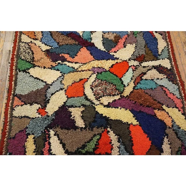 Textile Great Red Border Color and Multi Color Background Vintage American Hooked Rug For Sale - Image 7 of 13