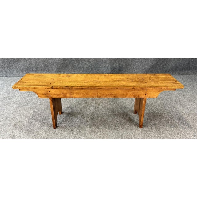 Mid 20th Century Vintage Pegged Maple Bench For Sale - Image 5 of 11