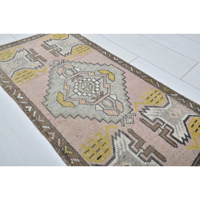 Turkish Handknotted Vintage Yastik Rug For Sale - Image 3 of 5