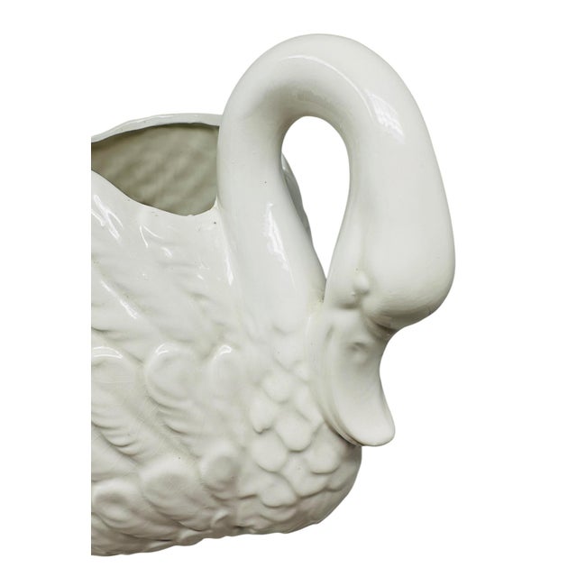 White Large Vintage 1970s Italian Blanc De Chine Swan Handled Urn – 16" For Sale - Image 8 of 16