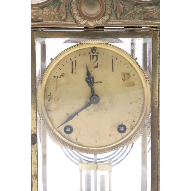 1920s Antique New Haven Clock Co. Regulator Clock With Key For Sale - Image 5 of 13