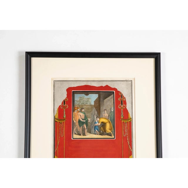 Pair Hand Colored Engravings of Roman Frescoes from Pompeii Circa 1800 ...