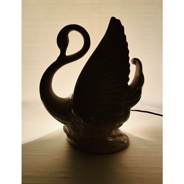 Vintage Swan Tv Lamp With Planter | Chairish