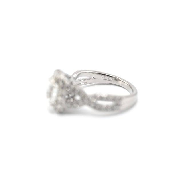 White 18k White Gold Gia 1.01ct Cushion Cut Diamond Crossover Shank Engagement Ring For Sale - Image 8 of 12