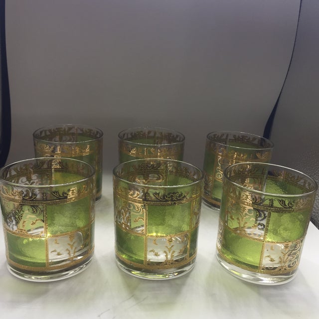 Culver Ltd. Prado Green and Gold Glassware Set of 6 Chairish