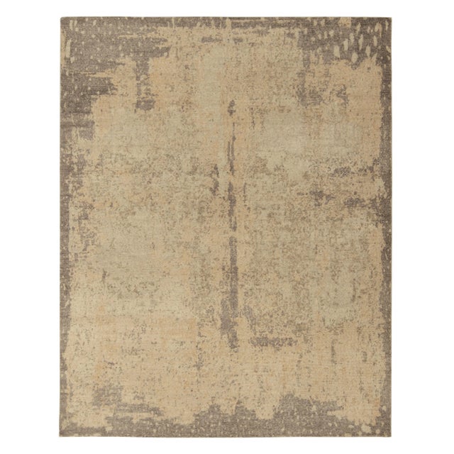 Textile Distressed Style Modern Rug in Beige-Brown Abstract Pattern by Rug & Kilim For Sale - Image 7 of 7