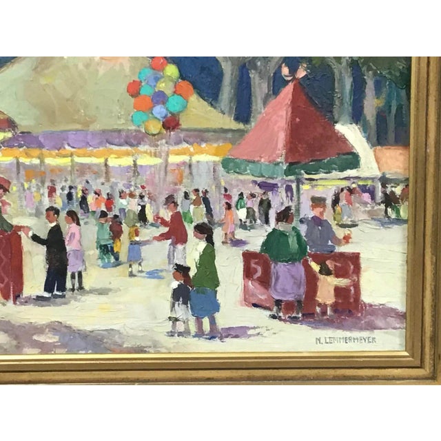 MICHAEL LEMMERMEYER (American, 1891-1970). Framed Oil On Canvas in heavy impasto paint. Wonderful scene of a circus with...