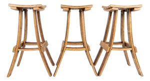 Handmade Wooden Wine Barrel Bar Stools (Set of 3)