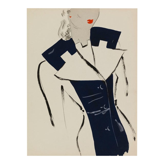 Vintage French Fashion Art Print – Hollywood Regency Decor, 18" X 24" For Sale