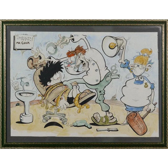 Original Pen ink and Watercolour of Dennis the Menace at the dentist. This piece is attributed to the mentioned...