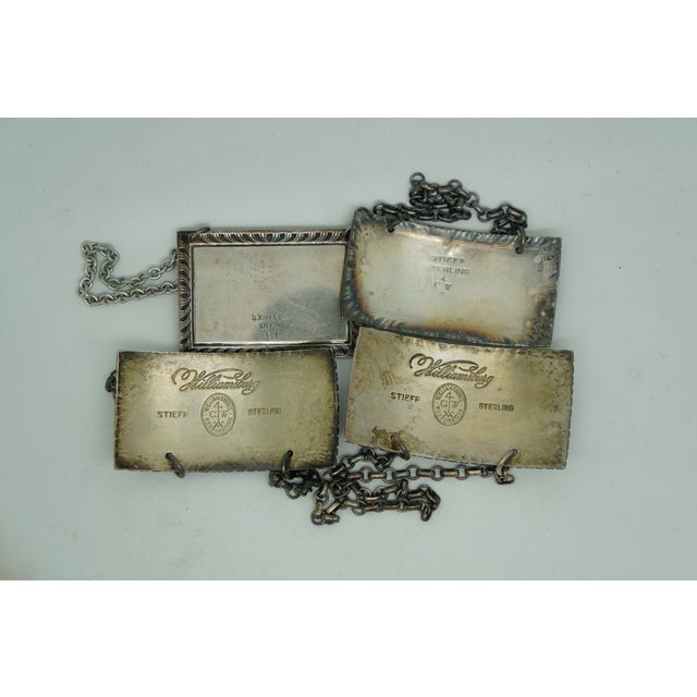 Antique Sterling Silver Bourbon Scotch Sherry Rye Liquor Decanter Labels 50g - Set of 4 For Sale - Image 6 of 12