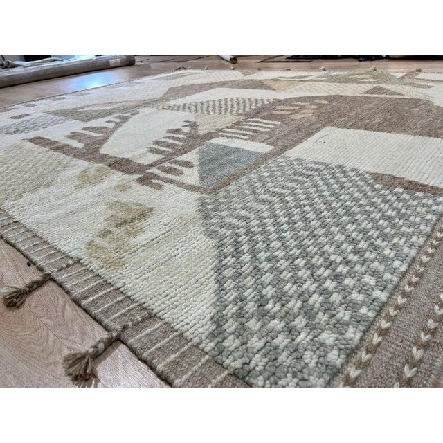 10x14 Multicolor Hand-Knotted Wool Abstracted Landscape Tribal Modern Carpet Rug For Sale - Image 4 of 9