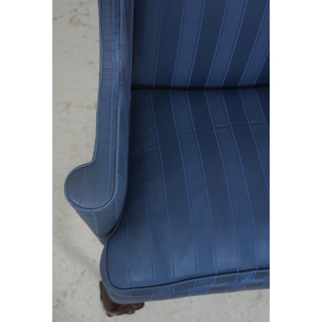 Southwood Blue Upholstered French Foot Mahogany Wing Chair For Sale In Philadelphia - Image 6 of 18