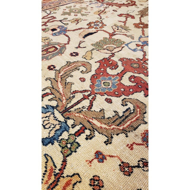 Antique Persian Sultanabad Carpet Ivory, Red, Light Blue, and Green For Sale - Image 13 of 18