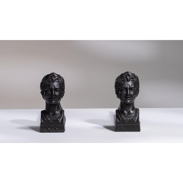 19th Century France Chocolate Iron Bust Bookends For Sale - Image 10 of 15