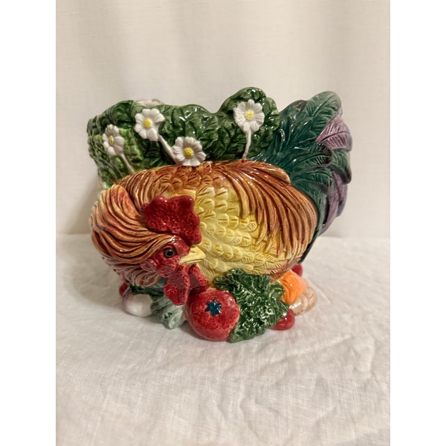 Late 20th Century Stunning Vintage Fitz and Floyd Classics Coq Du Village Rooster Cachepot Planter For Sale - Image 5 of 9