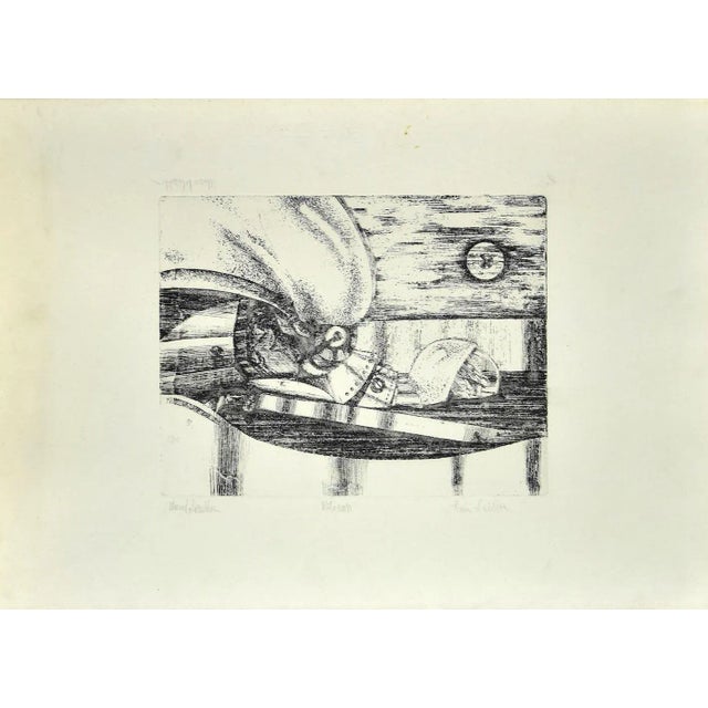 Moto Cross is a beautiful original print realized by an unknown artist of the late 20th Century. Hand-signed on the lower...