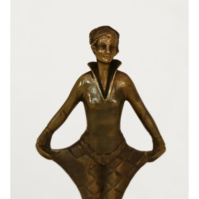 Metal Bronze Lady in a Harlequin Costume from Josef Lorenzl, 1920s For Sale - Image 7 of 11
