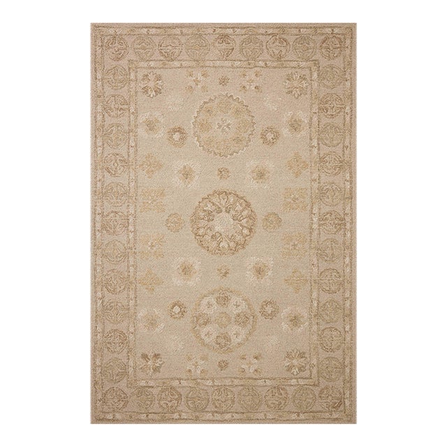 Chris Loves Julia x Loloi Dorothea Dove / Natural 18" x 18" Sample Rug For Sale