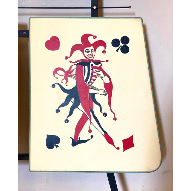 60s hangers, chipboard structure lined with blue and ivory-colored, black lacquered iron hangers.