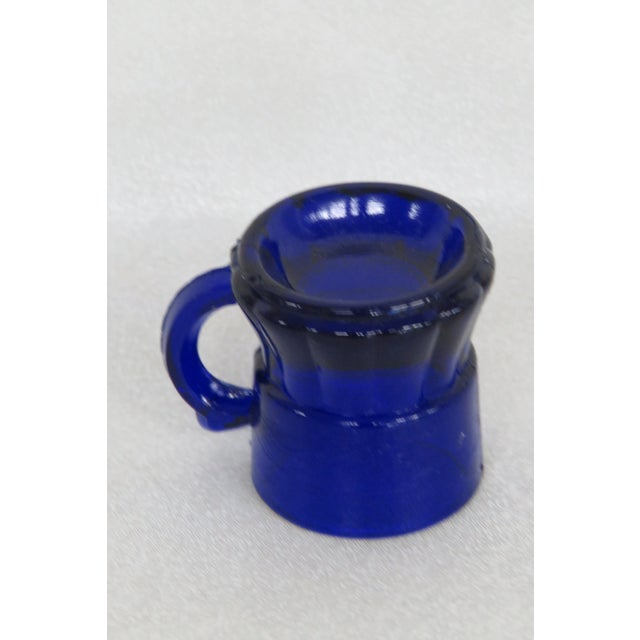 Glass Cobalt Blue Mini Beer Shot Cup Toothpick Holder For Sale - Image 7 of 12