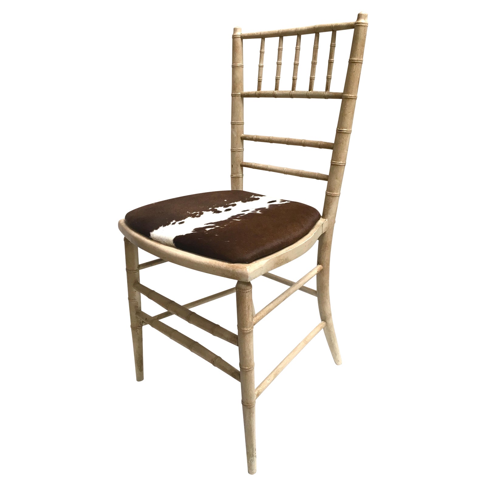 Faux Bamboo Painted Accent Chair with Cowhide Seat Chairish