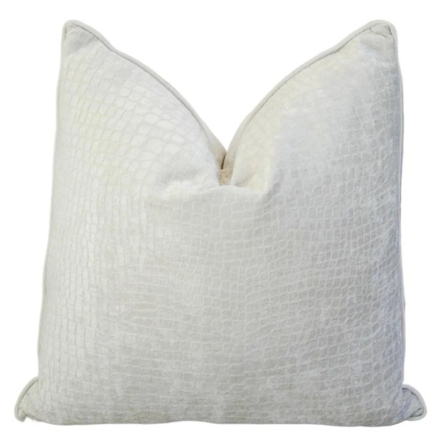 2020s Designer Alligator Crocodile Textured Velvet Feather/Down Pillow For Sale - Image 5 of 6