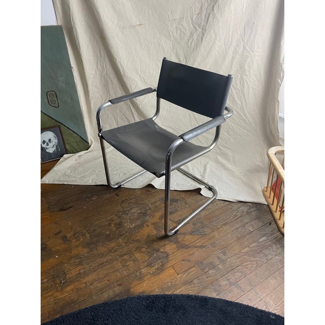 Mid-Century Modern 1960s Loewenstein Oggo Leather and Chrome Accent Chair For Sale - Image 3 of 9