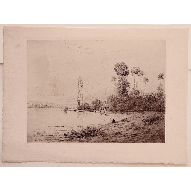 Hippolyte Camille Delpy, Landscape, Etching on Paper, 1904 For Sale - Image 4 of 4