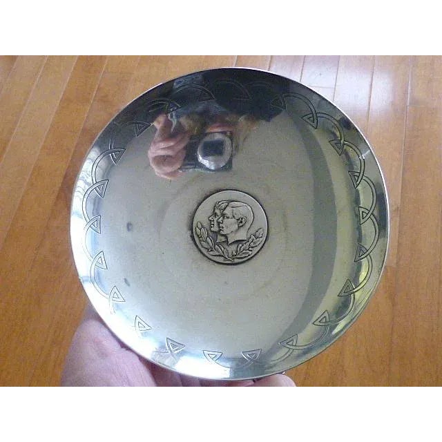 Metal 1937 George VI Queen Elizabeth Coronation Coin Set Elkington Silver Plate Dish For Sale - Image 7 of 7