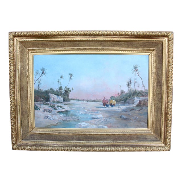 Fortunio, Hail by the River, 1800s, Oil on Canvas For Sale