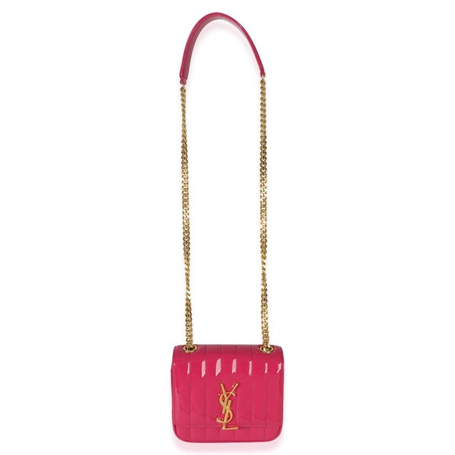 Pink Pink Patent Matelasse Monogram Small Vicky Chain Bag For Sale - Image 8 of 9
