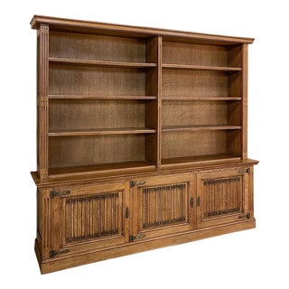 Vintage Rustic Gothic Open Bookcase For Sale