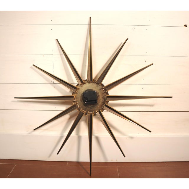 1960s Vintage Mid Century Sessions Starbust Wall Clock 50's 60's Modern Retro Gold Black For Sale - Image 5 of 10