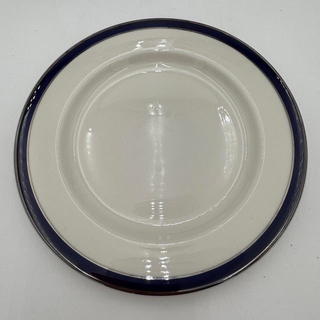 Vintage Salad Plates American Airlines Cobalt & Platinum by Syracuse Set/7 7.25" Manufactured from 1983-1989 7.25" diameter