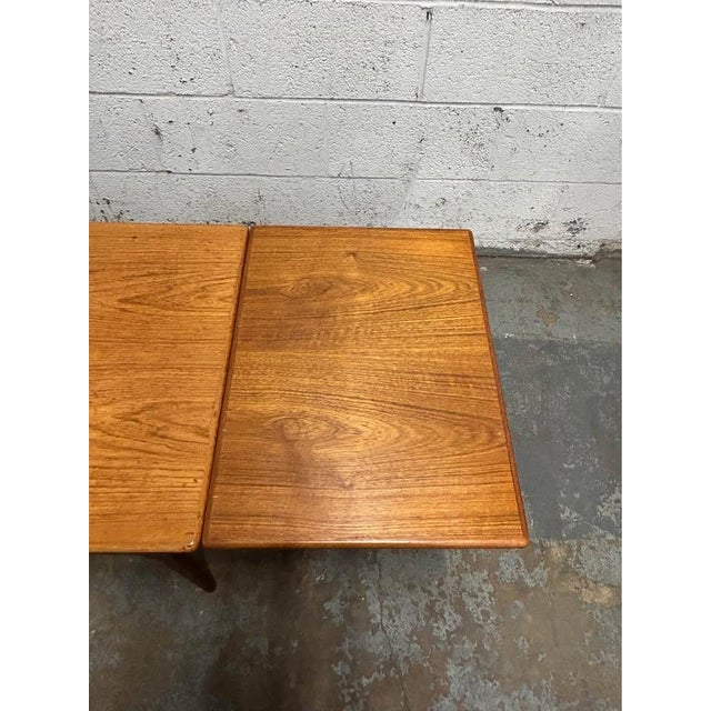 1960s Danish Teak Mid Century Modern Extendable Coffee Table Trioh Mobler 1960s Faux Tile For Sale - Image 5 of 9