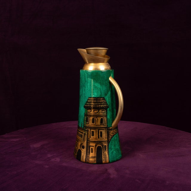 Model 968D Thermos in Hand-Decorated Green Goatskin Parchment by Aldo Tura, Italy, 1960s For Sale - Image 18 of 18