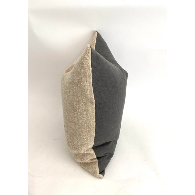 Vintage Belgian Linen Grain Sack Pillow For Sale - Image 4 of 6