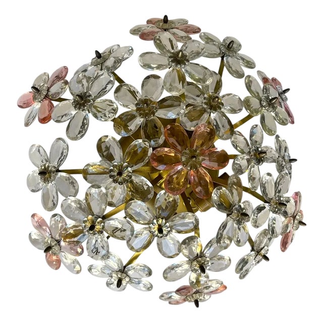 Pink Murano Glass Floral Flush Mount, 1970s For Sale