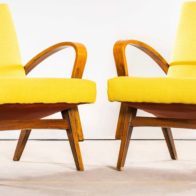 1950s Mustard Upholstered Armchair by Frantisek Jirak for Tatra, 1950s For Sale - Image 5 of 9