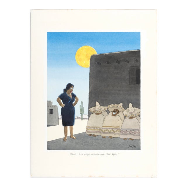 Original Published Diners Club Magazine Artwork Painting by Francis Wilford Smith "Smilby" Rare For Sale