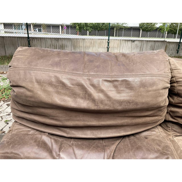 Vintage Brown Leather Sofa from Rolf Benz, 1970s, Set of 6 For Sale - Image 12 of 18